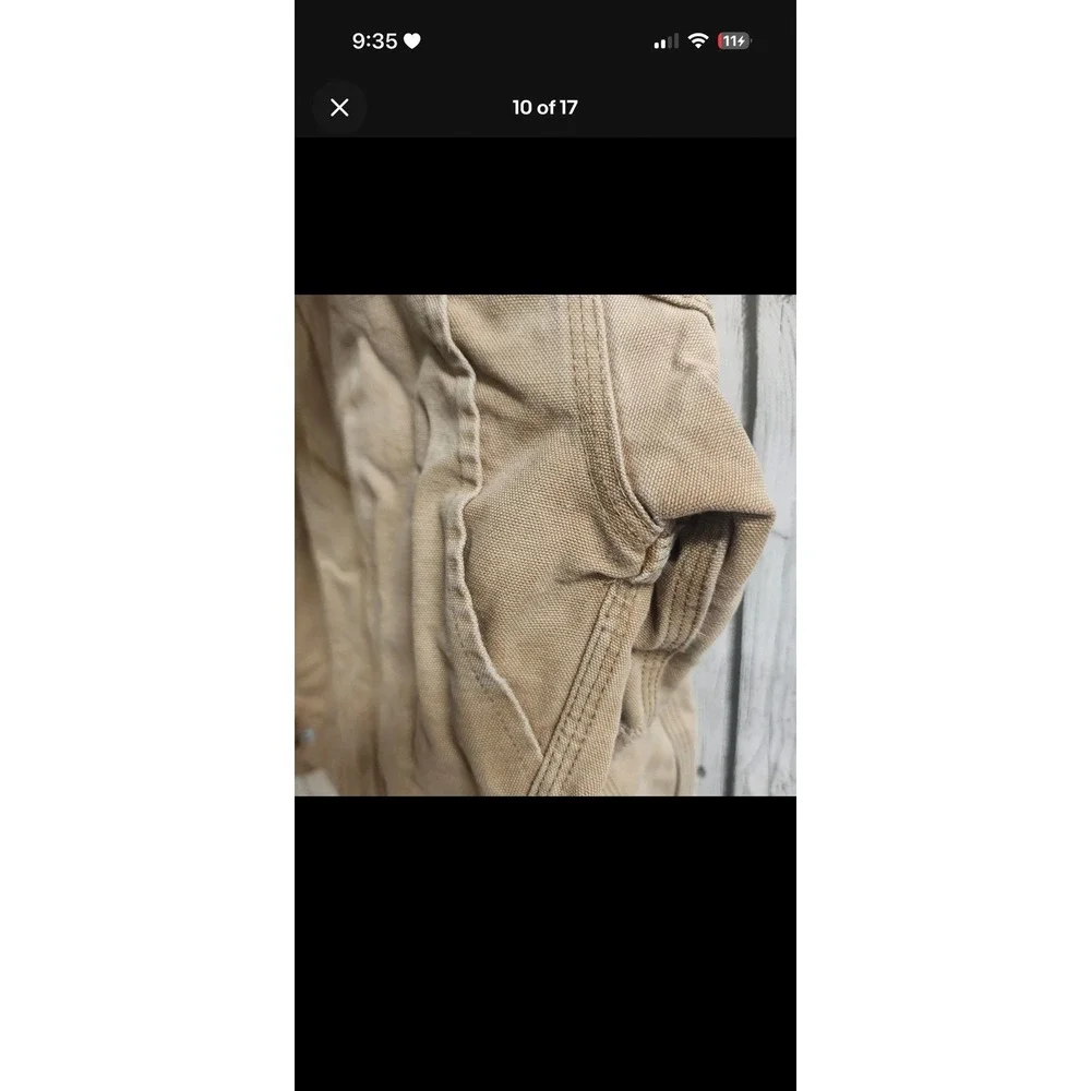 Vtg Carhartt Kid Jacket Tan Duck Canvas Quilted Lined Distressed Sz 10 USA JQ606